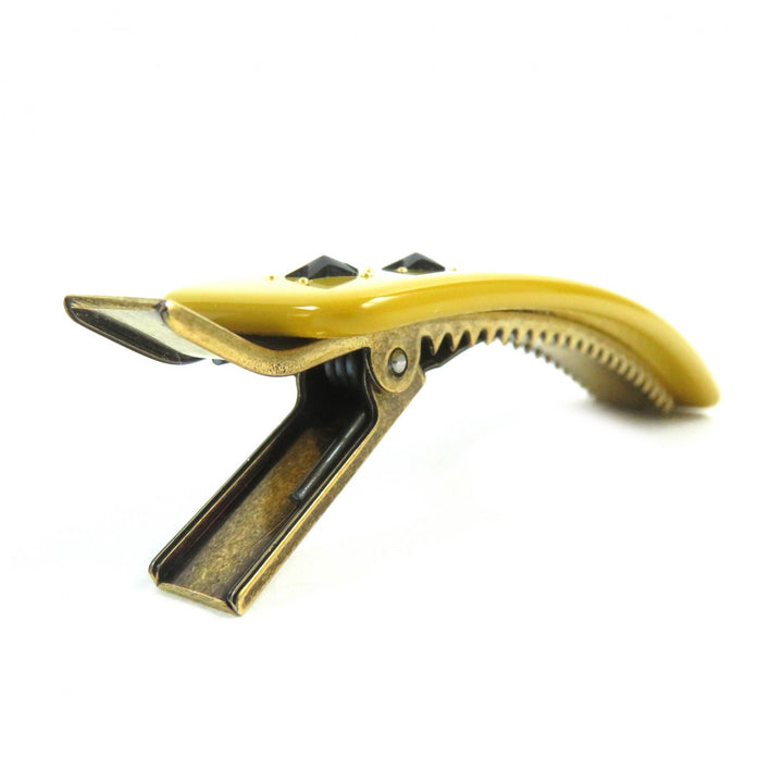 Excellent GUCCI×adidas hair accessory Trefoil logo hair clip Yellow black Women 702940