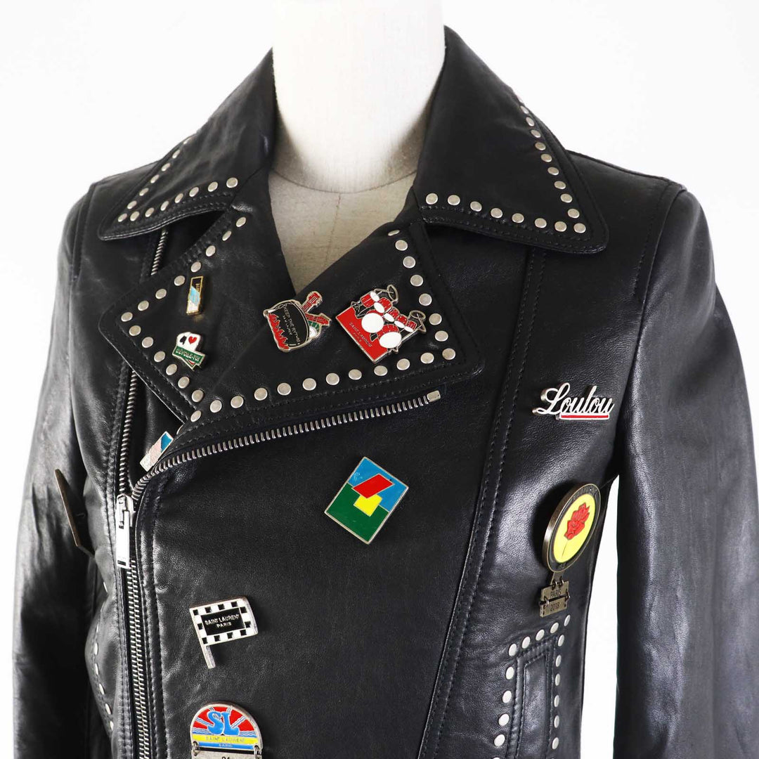 Great SAINT LAURENT PARIS Leather jacket black Lamb leather Women 34 530735