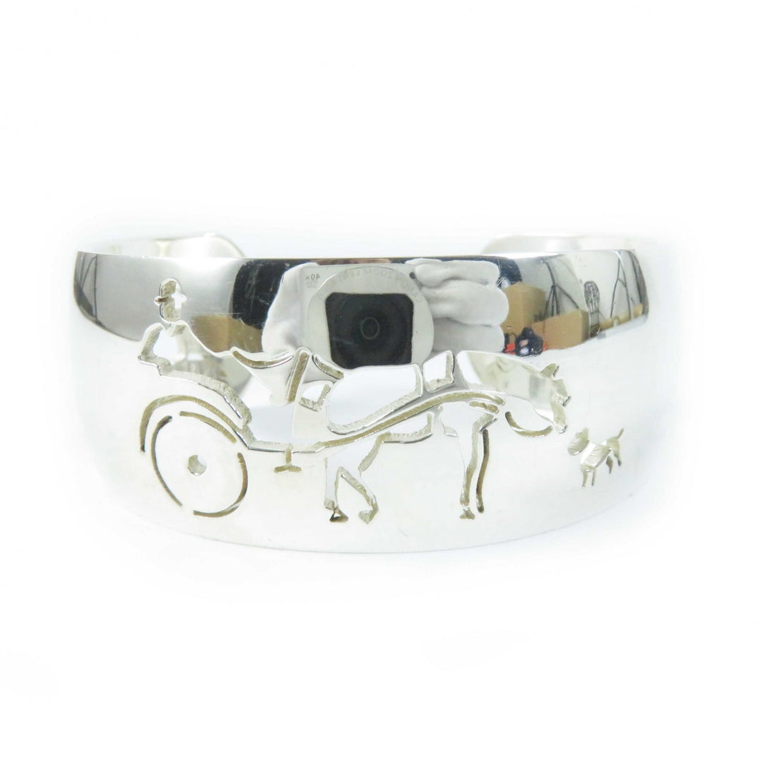 Great HERMES Bangle Caleche Carriage Dog Bracelet/ Silver Women