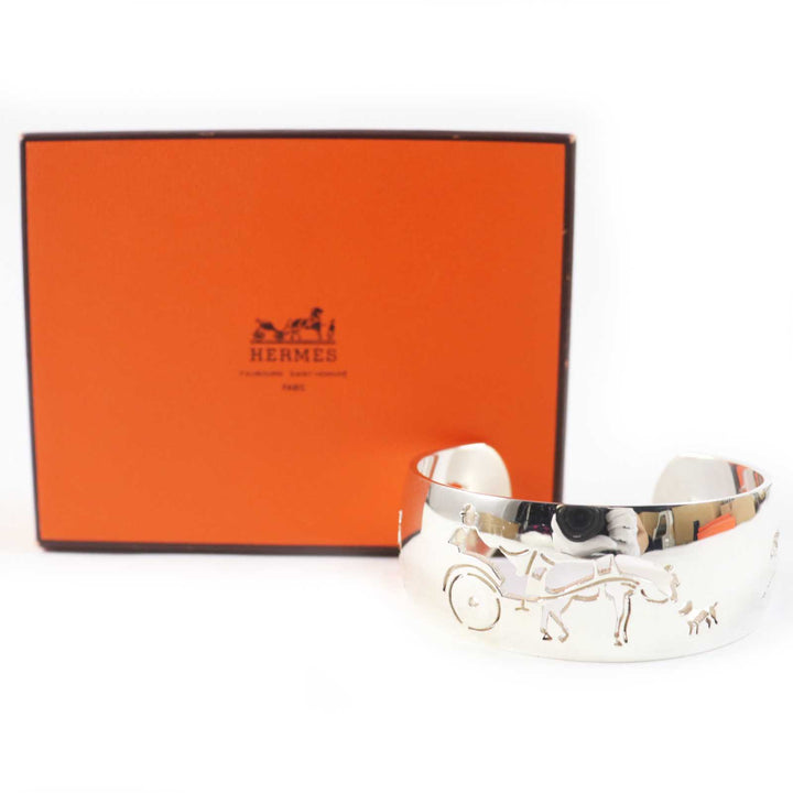 Great HERMES Bangle Caleche Carriage Dog Bracelet/ Silver Women
