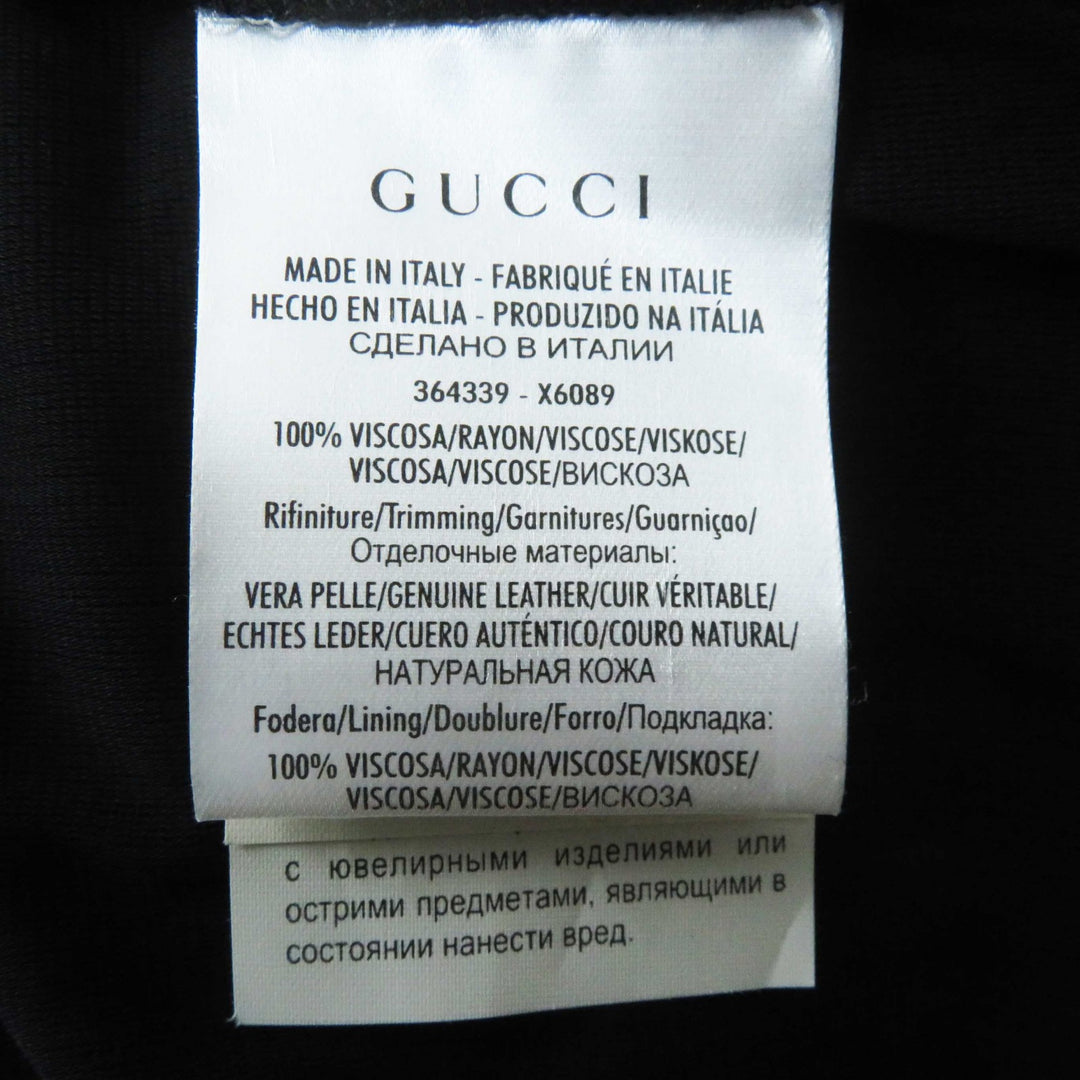 Excellent GUCCI one piece Lamb leather Square neck Long sleeves black Women XS 364339