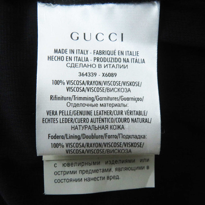 Excellent GUCCI one piece Lamb leather Square neck Long sleeves black Women XS 364339