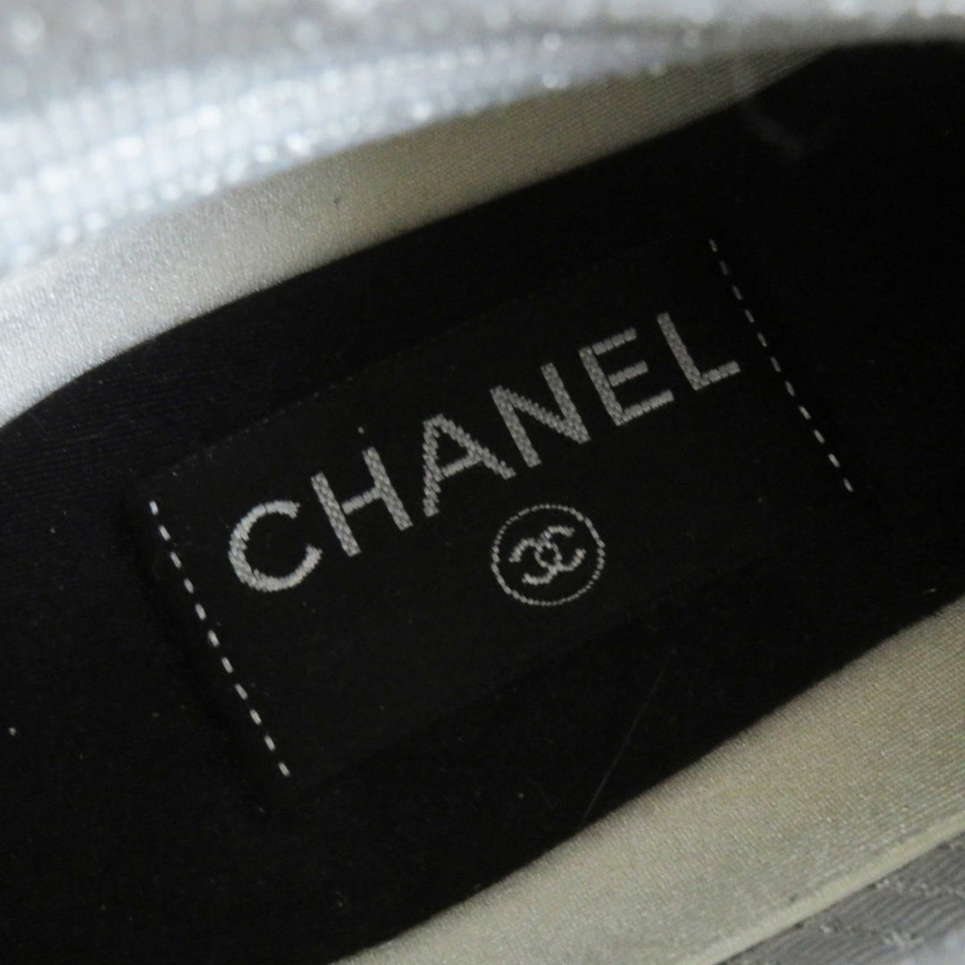 Very Good CHANEL sneakers COCO Mark logo knit sneakers/socks gray Women 37.5 G33070