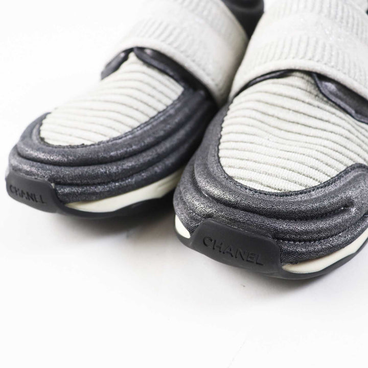 Very Good CHANEL sneakers COCO Mark logo knit sneakers/socks gray Women 37.5 G33070
