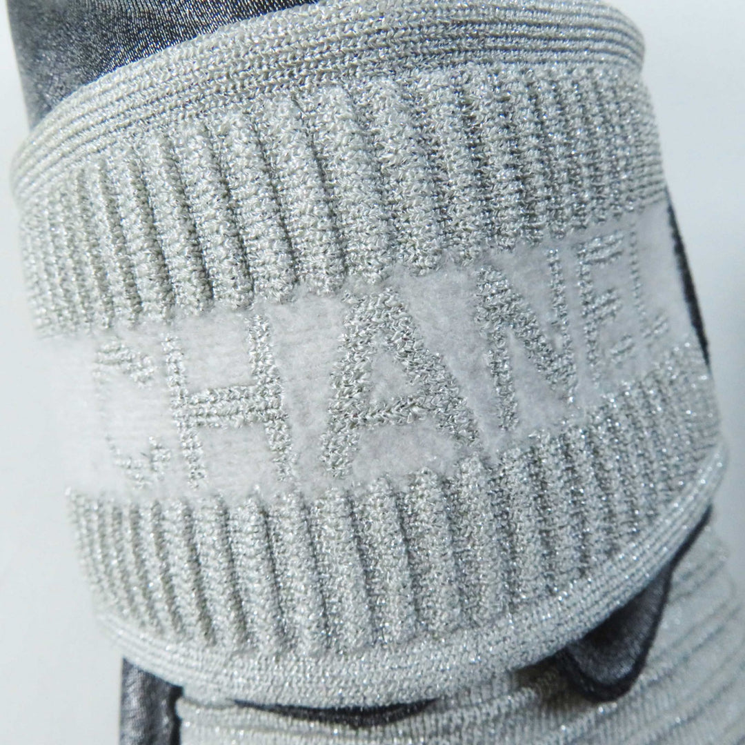 Very Good CHANEL sneakers COCO Mark logo knit sneakers/socks gray Women 37.5 G33070
