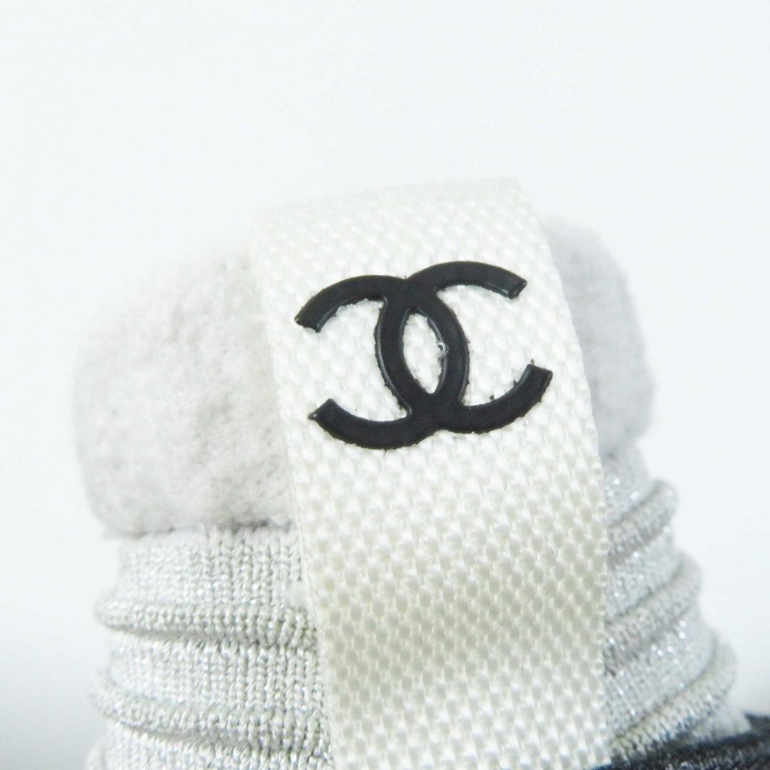 Very Good CHANEL sneakers COCO Mark logo knit sneakers/socks gray Women 37.5 G33070