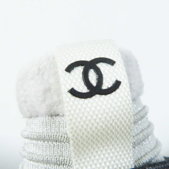 Very Good CHANEL sneakers COCO Mark logo knit sneakers/socks gray Women 37.5 G33070