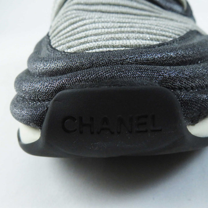 Very Good CHANEL sneakers COCO Mark logo knit sneakers/socks gray Women 37.5 G33070