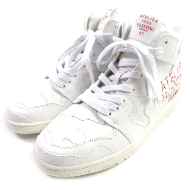 Pristine VALENTINO High cut sneakers ATELIER Atelier With logo White red leather mens 40