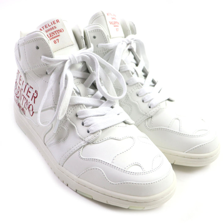 Pristine VALENTINO High cut sneakers ATELIER Atelier With logo White red leather mens 40