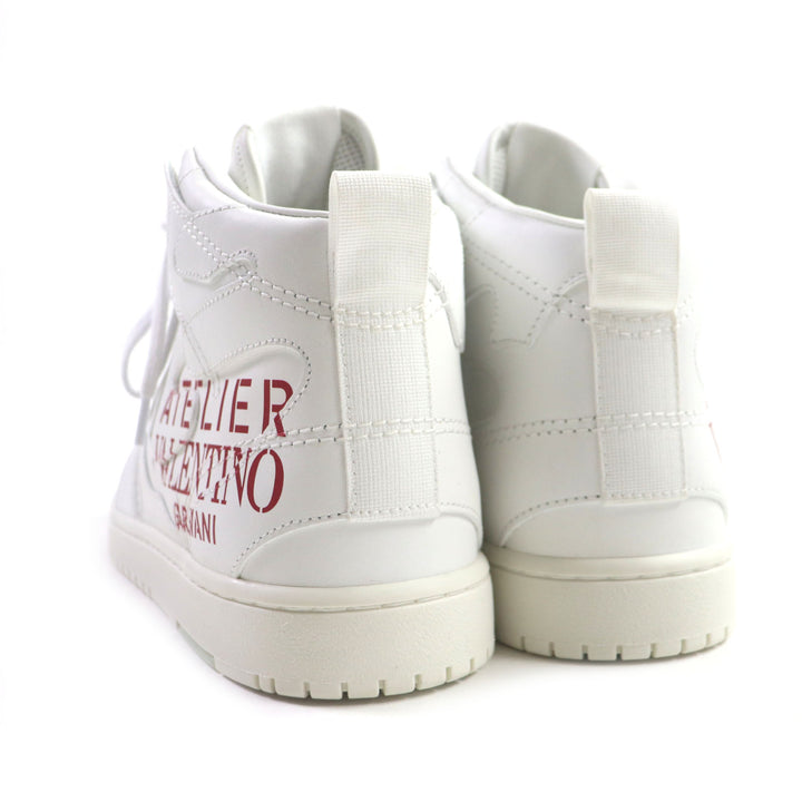 Pristine VALENTINO High cut sneakers ATELIER Atelier With logo White red leather mens 40