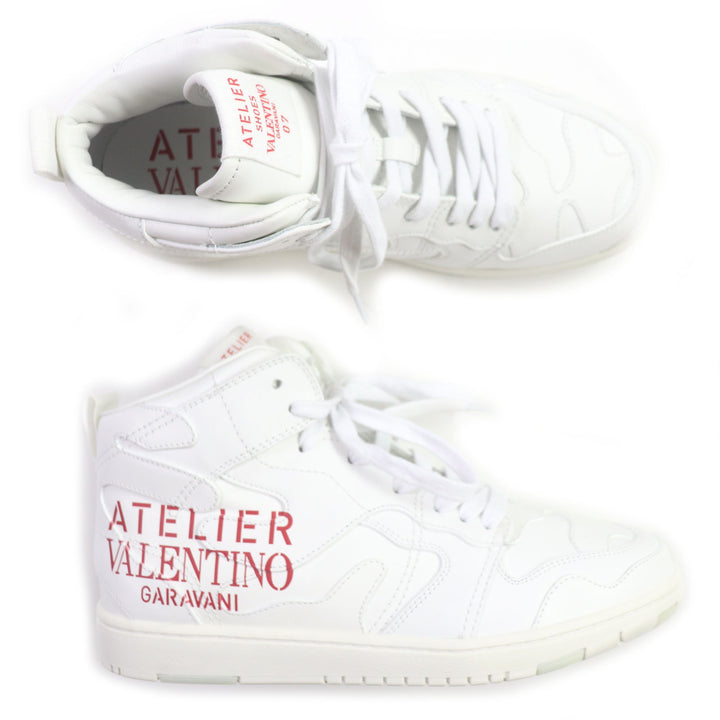 Pristine VALENTINO High cut sneakers ATELIER Atelier With logo White red leather mens 40