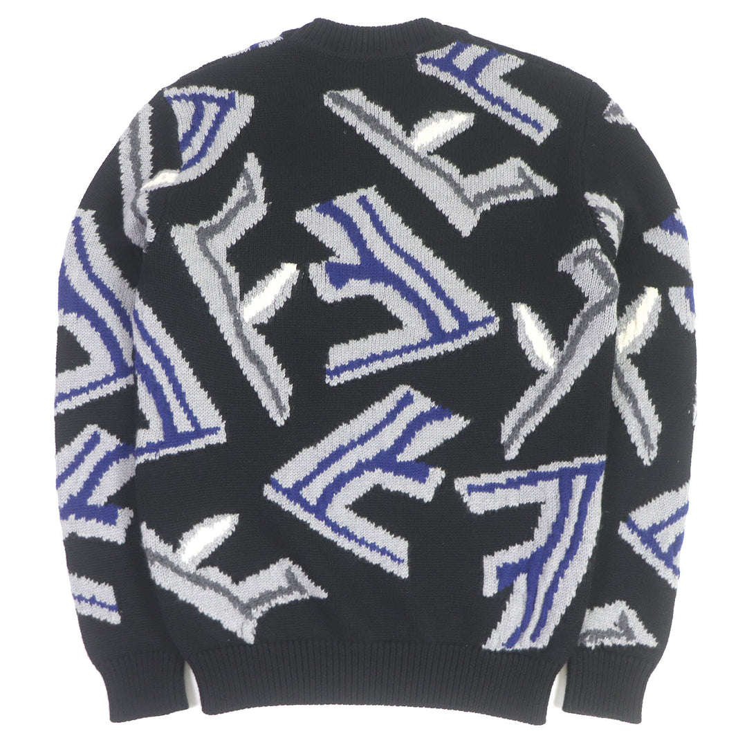 Great FENDI sweater FF Fragment Logo Print Crew Neck Virgin mens 44 FZX013