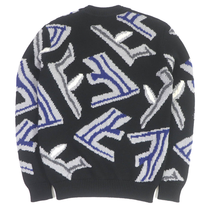 Great FENDI sweater FF Fragment Logo Print Crew Neck Virgin mens 44 FZX013