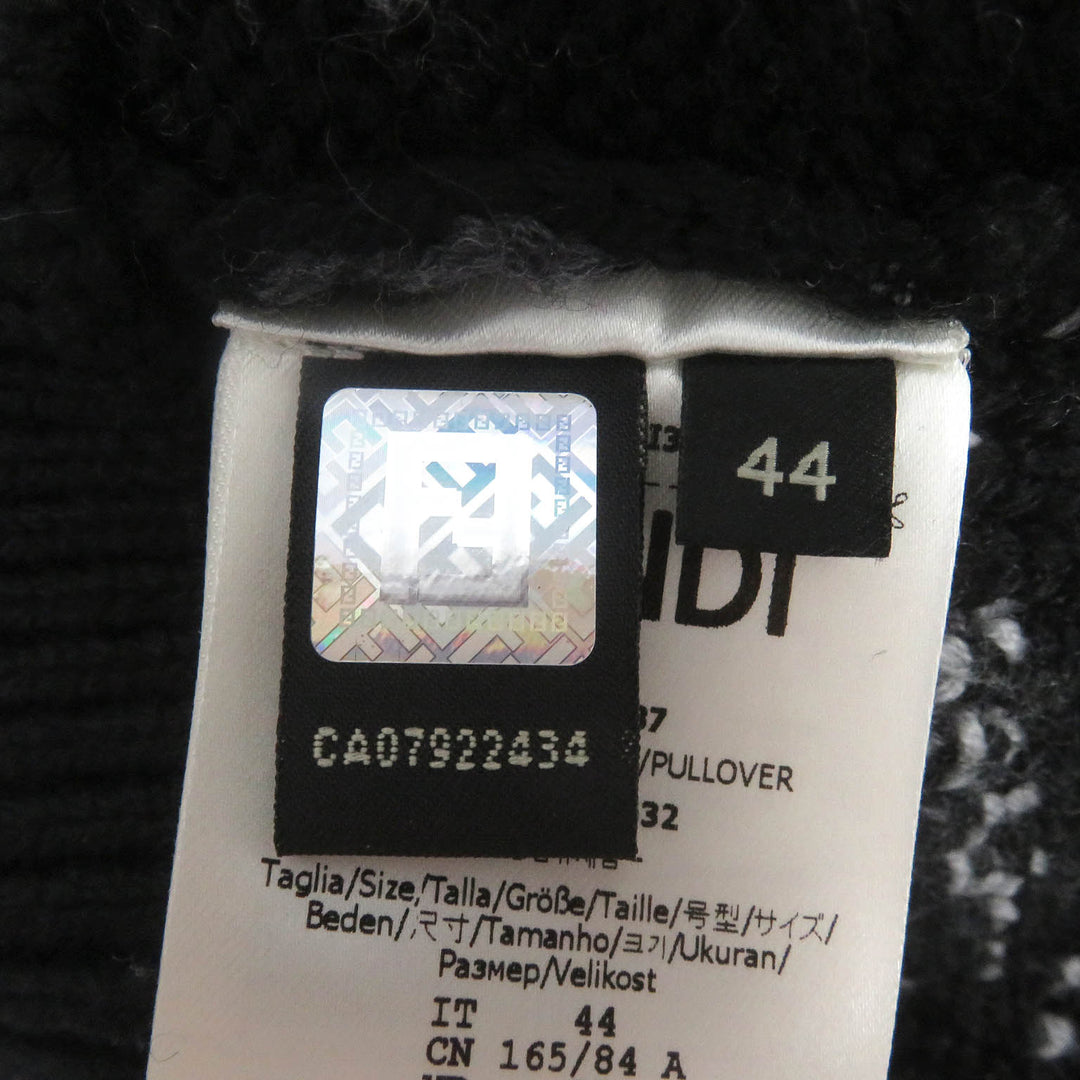 Great FENDI sweater FF Fragment Logo Print Crew Neck Virgin mens 44 FZX013