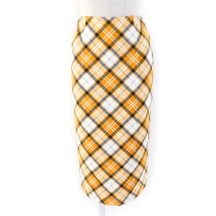 Pristine BURBERRY Tight Skirt Check Pattern Knee Length Rayon Women 36 8037437