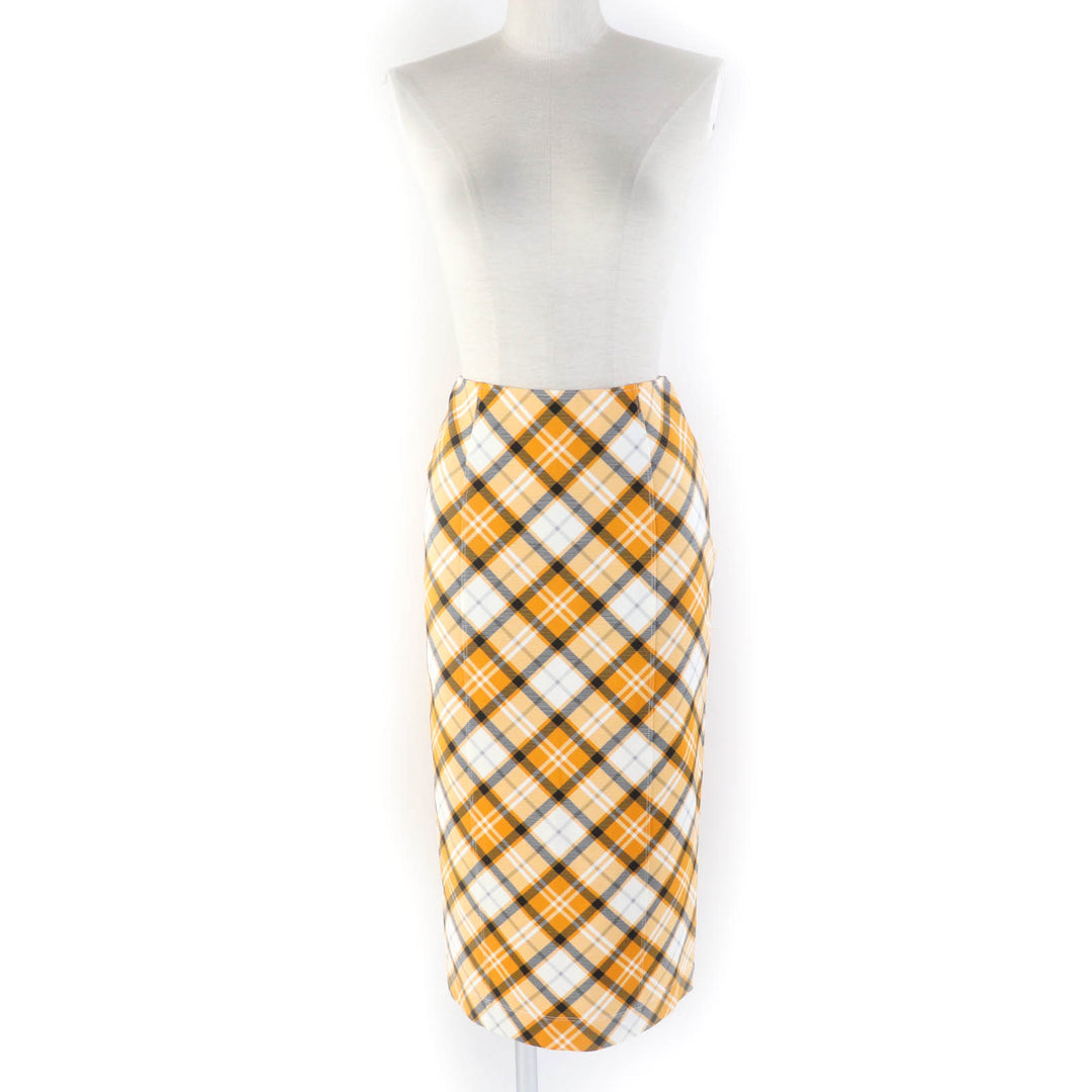 Pristine BURBERRY Tight Skirt Check Pattern Knee Length Rayon Women 36 8037437