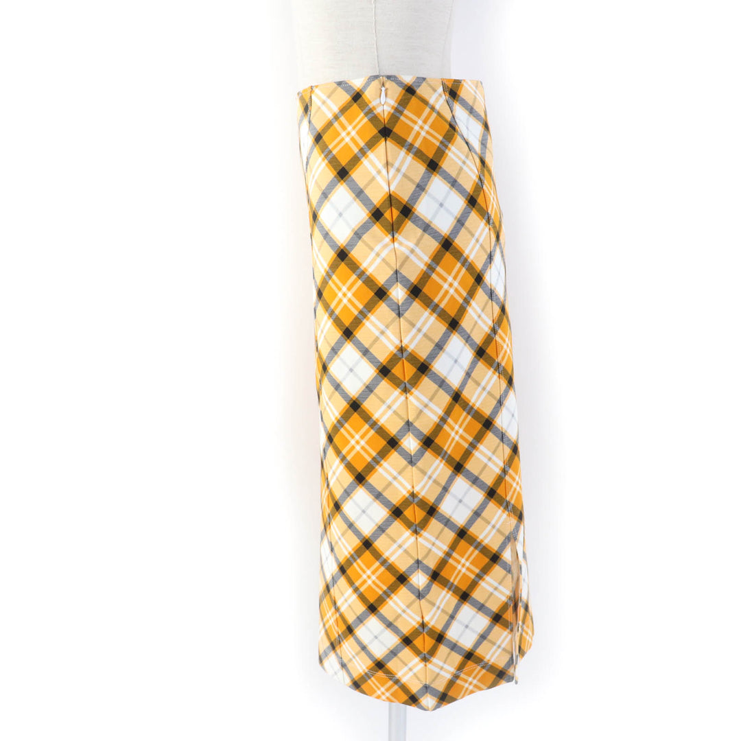 Pristine BURBERRY Tight Skirt Check Pattern Knee Length Rayon Women 36 8037437