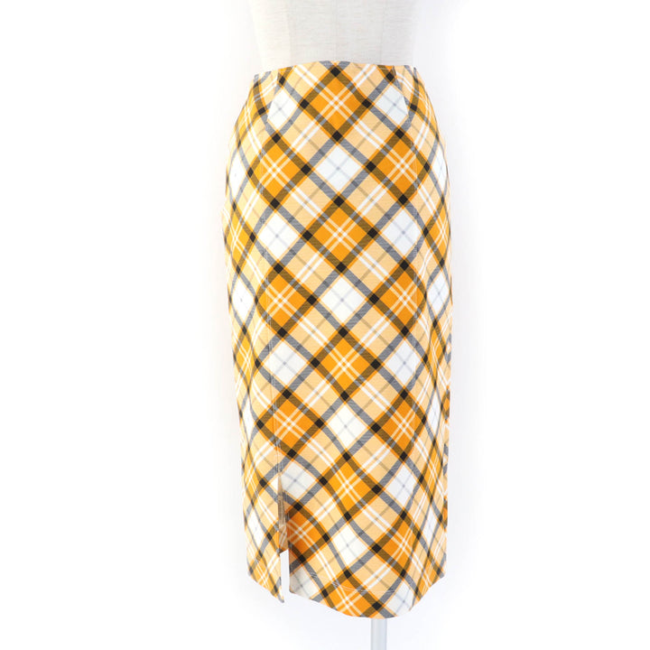 Pristine BURBERRY Tight Skirt Check Pattern Knee Length Rayon Women 36 8037437