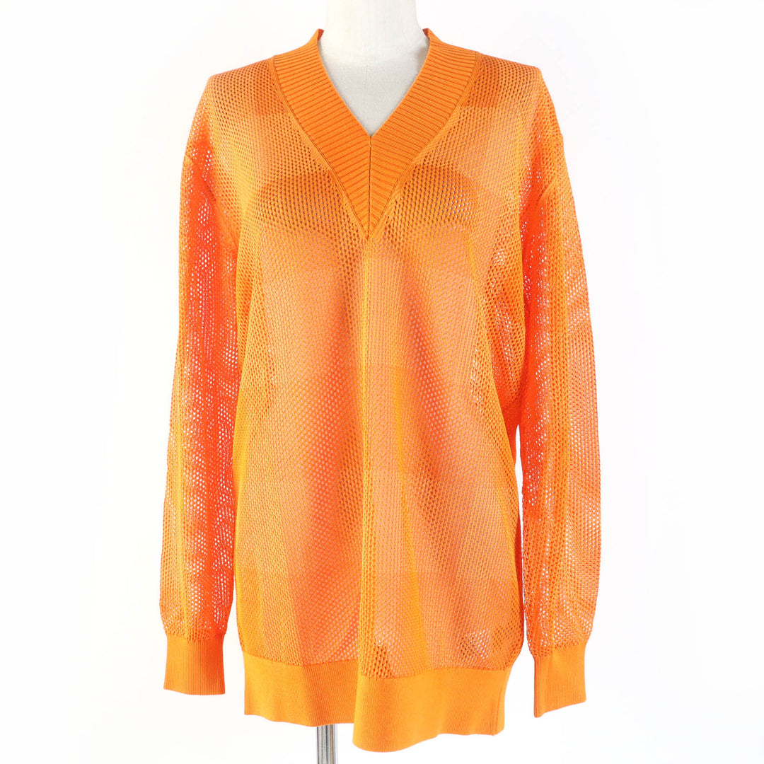 Pristine BURBERRY Tunic V-neck Long sleeves Mesh Orange Rayon Women S 8041344