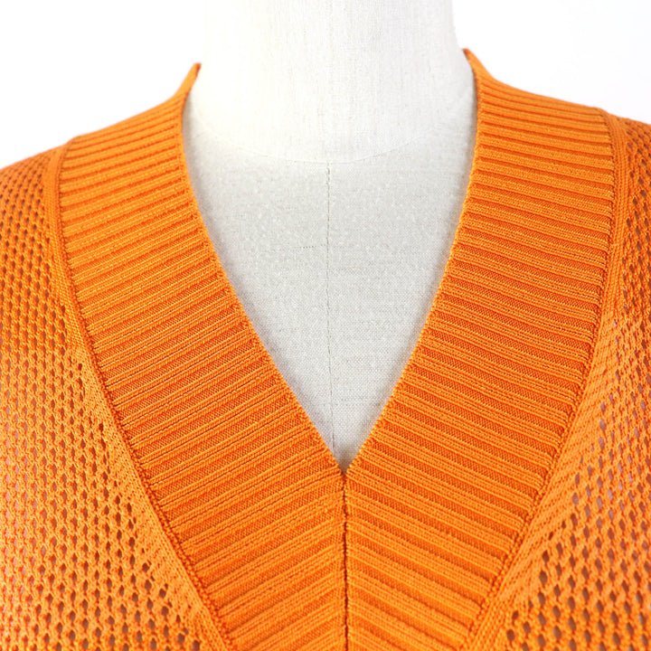 Pristine BURBERRY Tunic V-neck Long sleeves Mesh Orange Rayon Women S 8041344