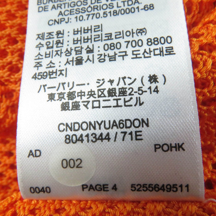 Pristine BURBERRY Tunic V-neck Long sleeves Mesh Orange Rayon Women S 8041344