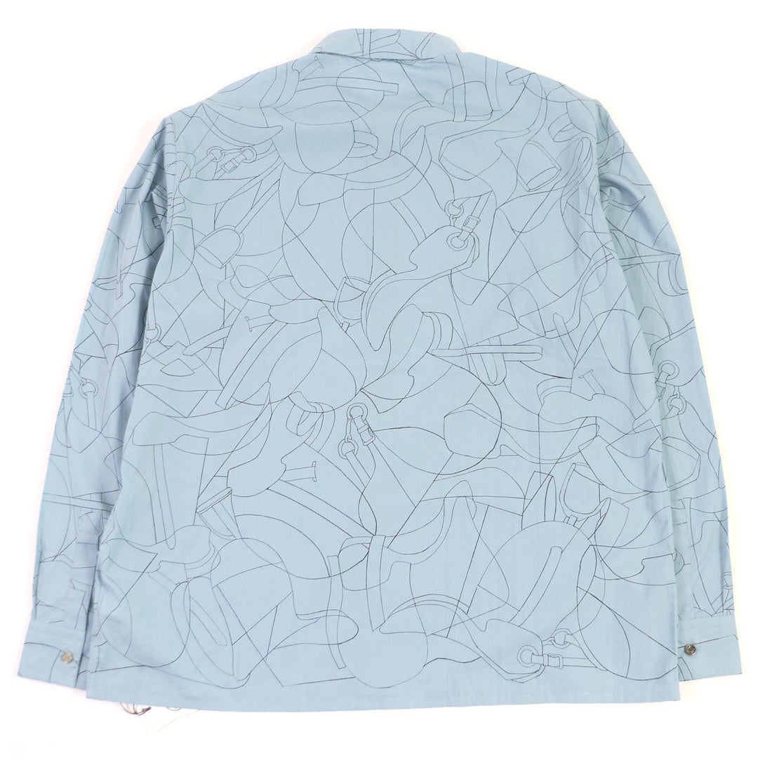 Pristine HERMES Long sleeve shirt Selles en Fragments Finesse cotton 44