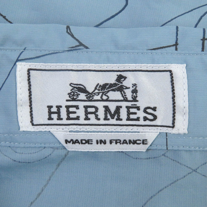 Pristine HERMES Long sleeve shirt Selles en Fragments Finesse cotton 44