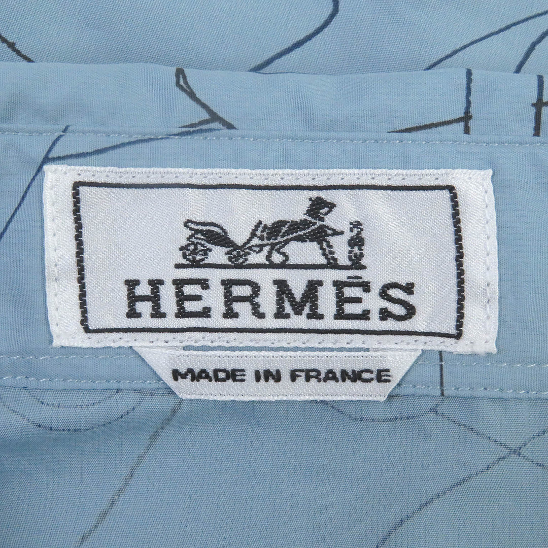 Pristine HERMES Long sleeve shirt Selles en Fragments Finesse cotton 44