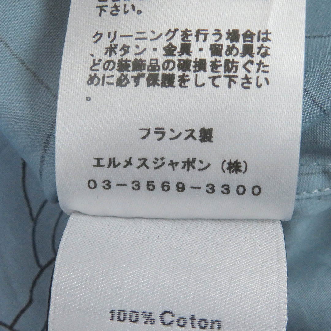 Pristine HERMES Long sleeve shirt Selles en Fragments Finesse cotton 44