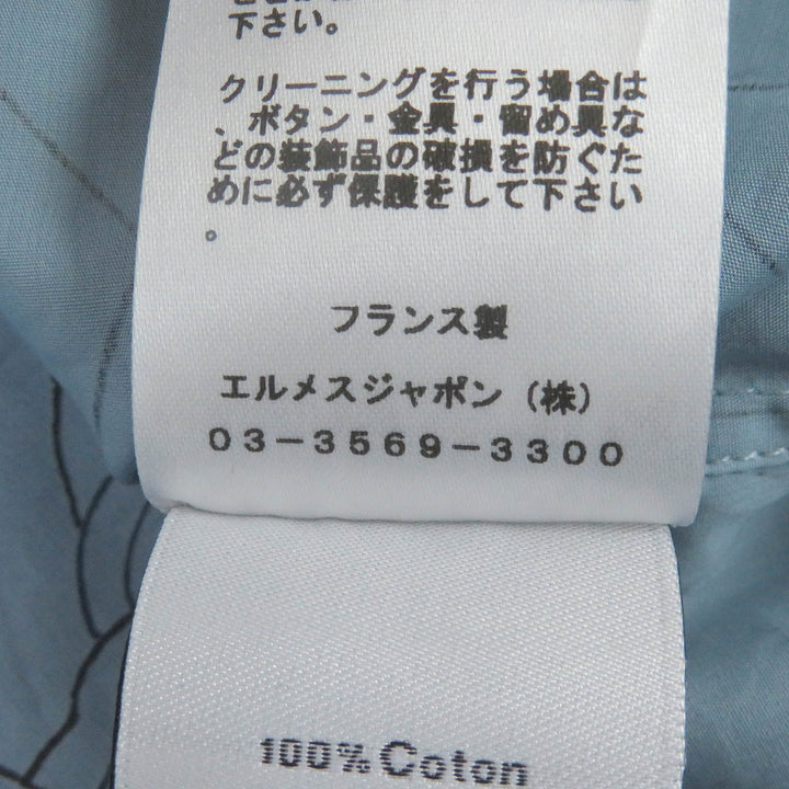 Pristine HERMES Long sleeve shirt Selles en Fragments Finesse cotton 44