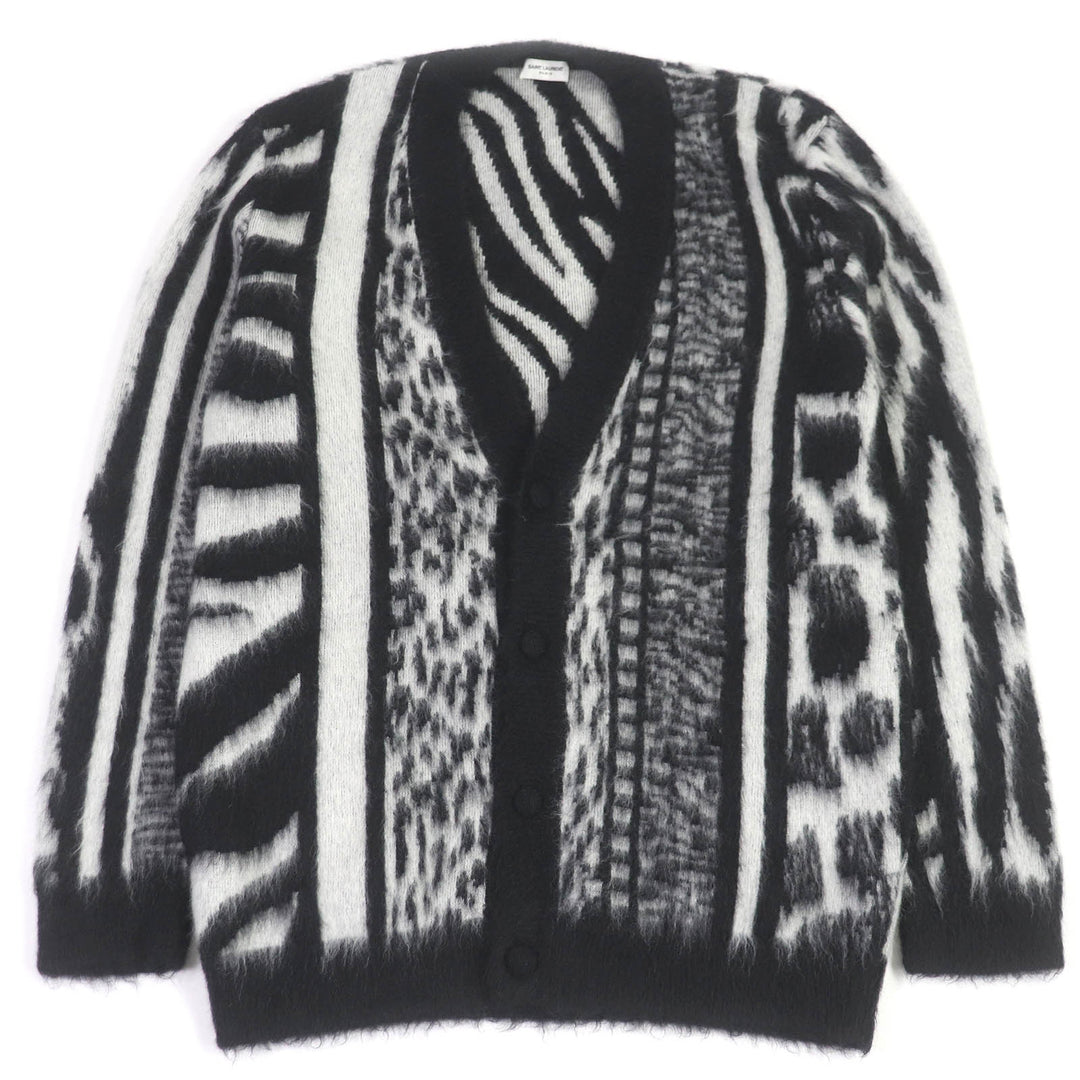 Excellent SAINT LAURENT PARIS cardigan Mohair Jungle Safari Black XL 690064