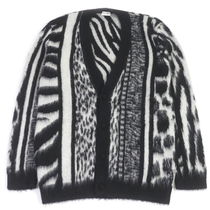 Excellent SAINT LAURENT PARIS cardigan Mohair Jungle Safari Black XL 690064