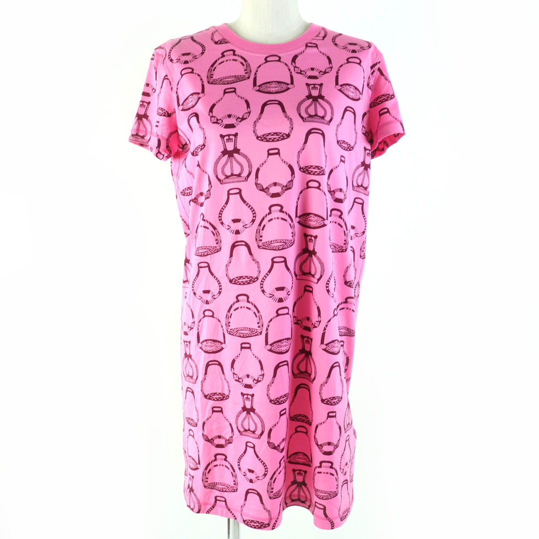Pristine HERMES one piece Stirrup Fantasy Short sleeve pink cotton Women 36