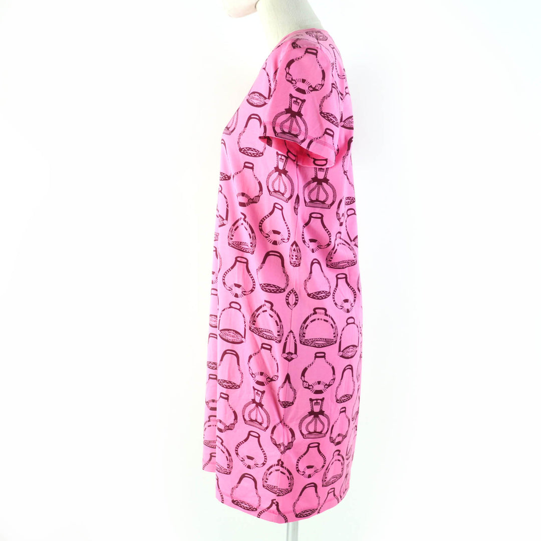 Pristine HERMES one piece Stirrup Fantasy Short sleeve pink cotton Women 36