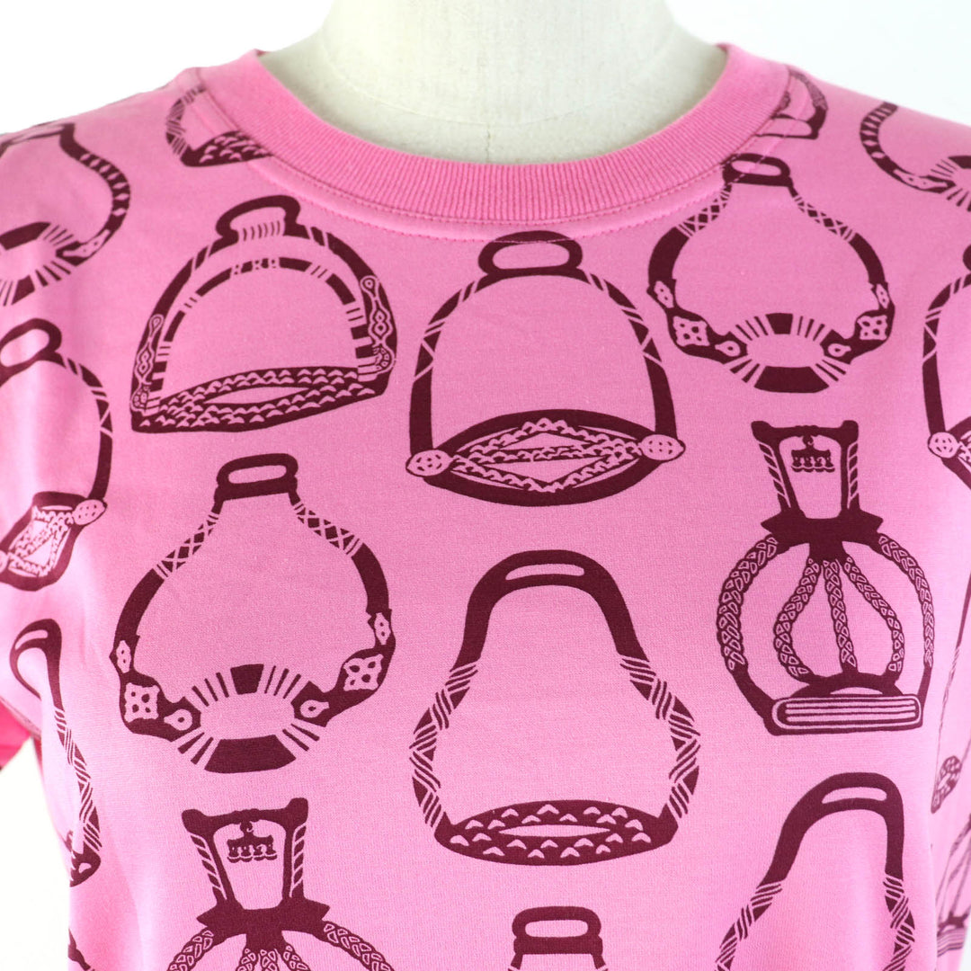 Pristine HERMES one piece Stirrup Fantasy Short sleeve pink cotton Women 36