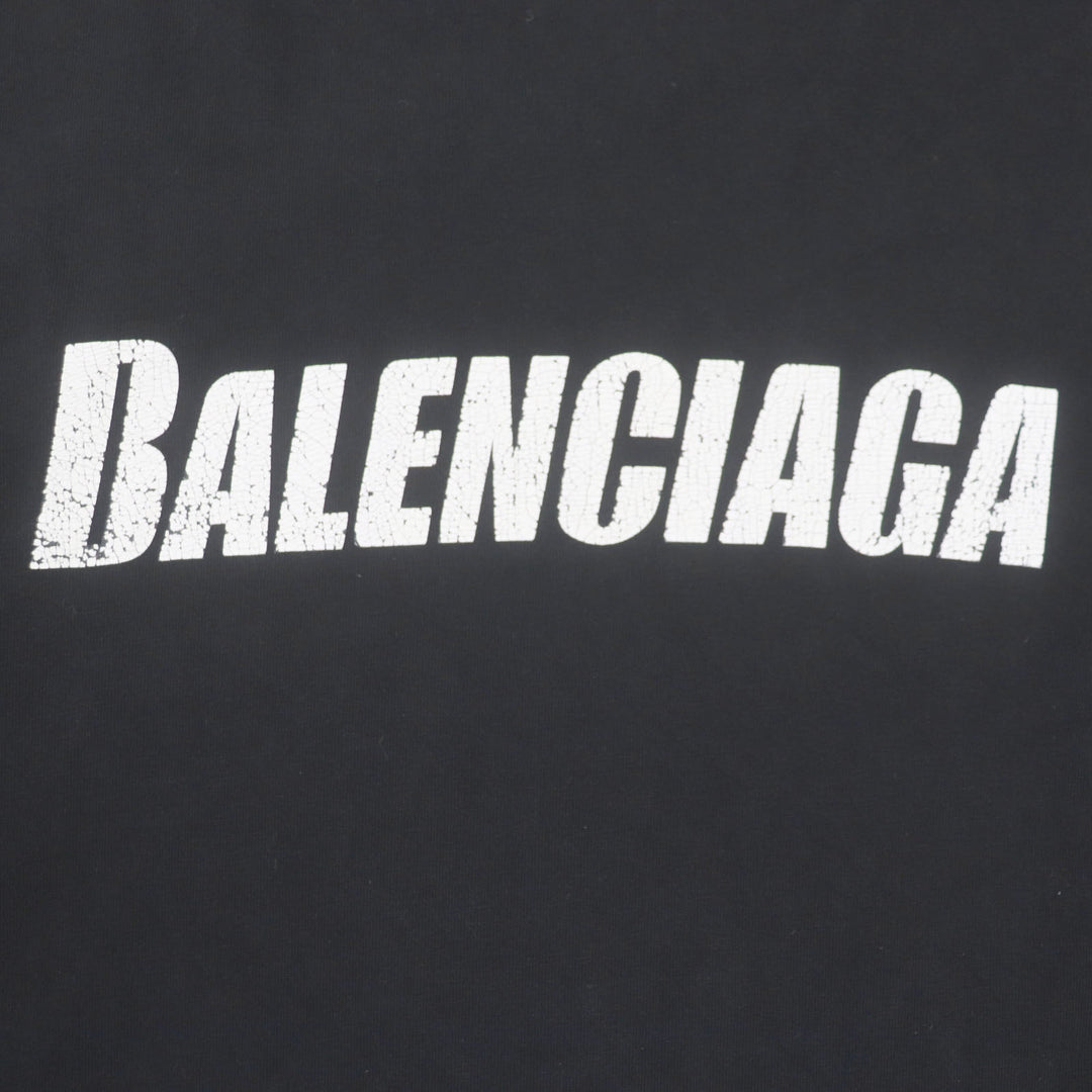 Great BALENCIAGA Short sleeve T-shirt Distressed Logo Print Oversized cotton mens XXS