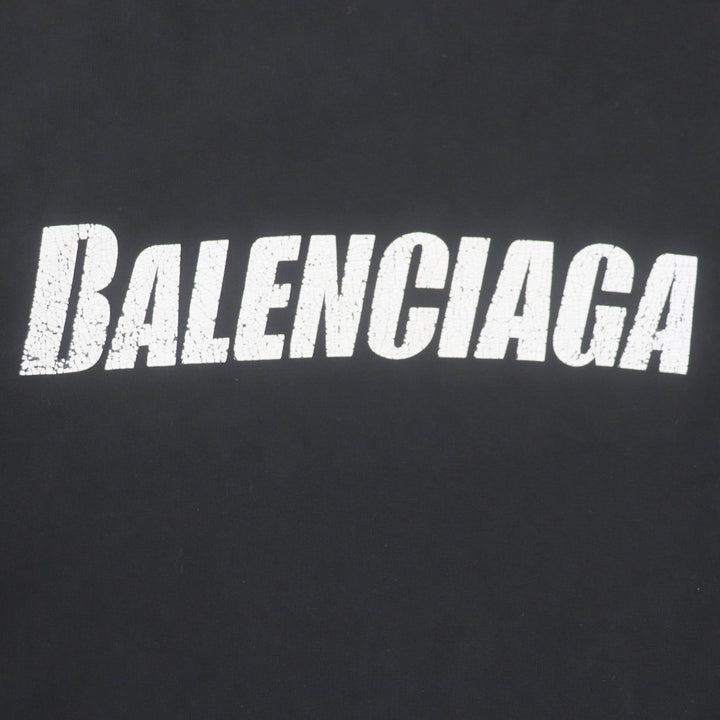 Great BALENCIAGA Short sleeve T-shirt Distressed Logo Print Oversized cotton mens XXS
