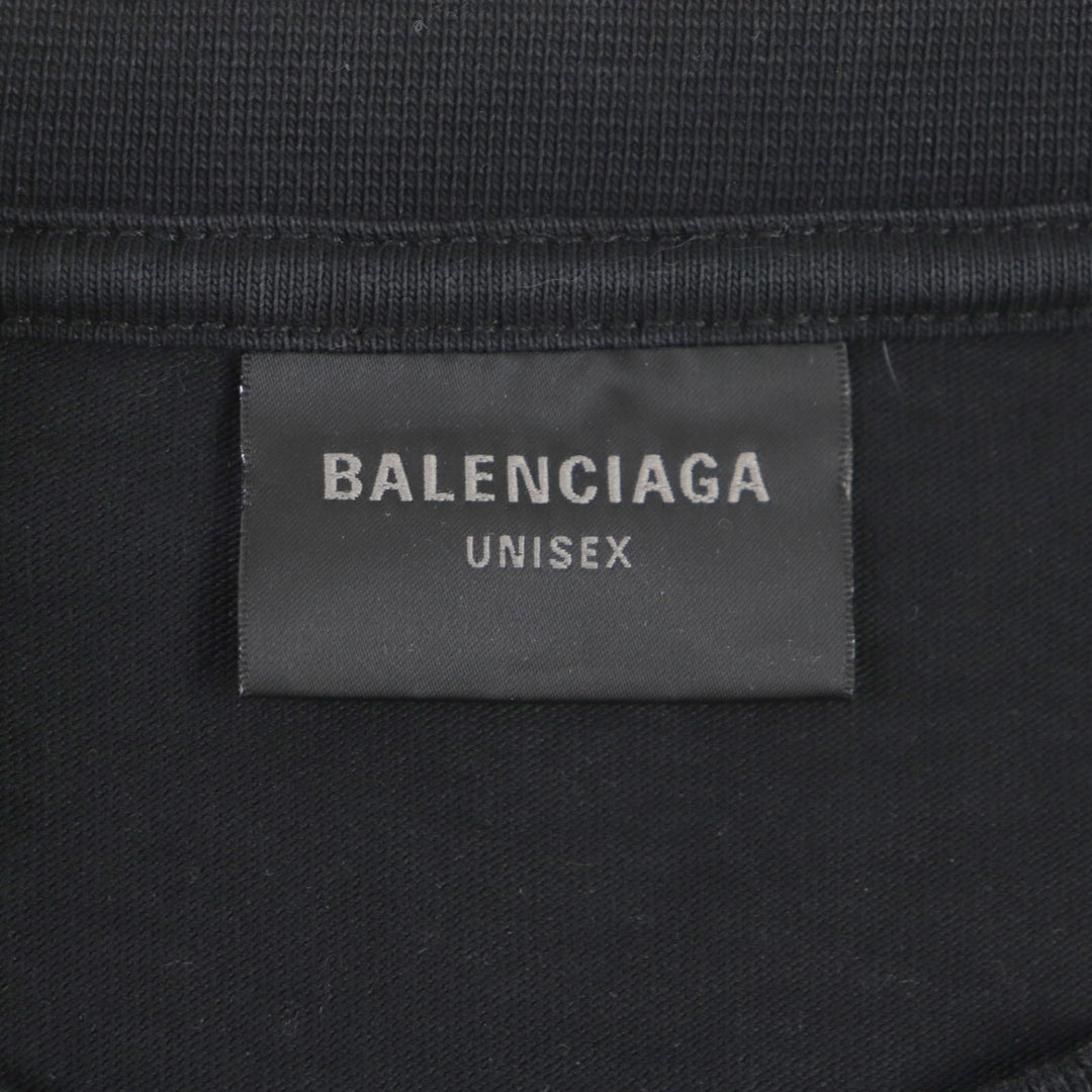 Great BALENCIAGA Short sleeve T-shirt Distressed Logo Print Oversized cotton mens XXS
