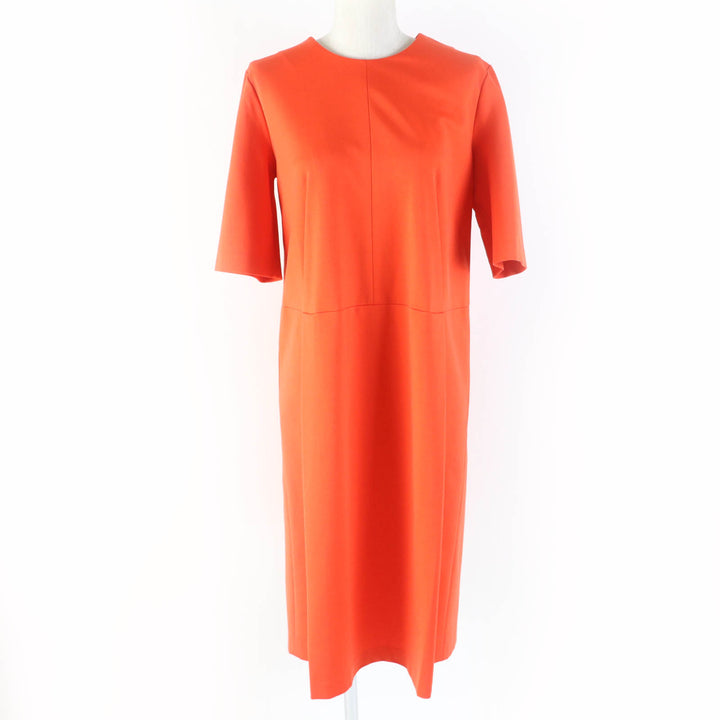 Pristine JIL SANDER one piece Crew neck short sleeve waist tuck dress Orange