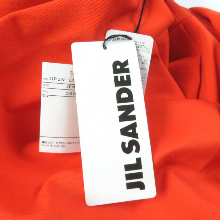 Pristine JIL SANDER one piece Crew neck short sleeve waist tuck dress Orange