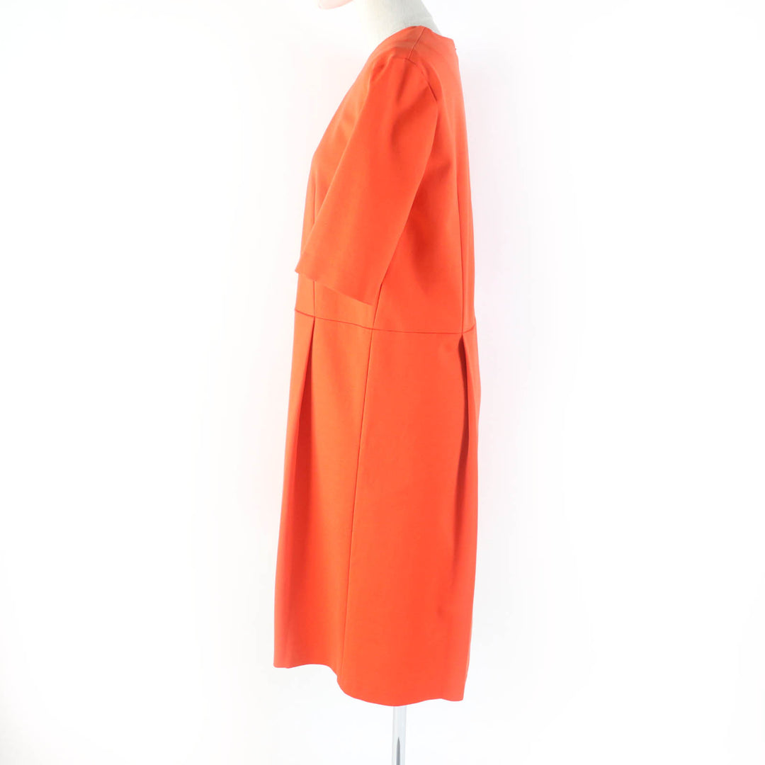 Pristine JIL SANDER one piece Crew neck short sleeve waist tuck dress Orange