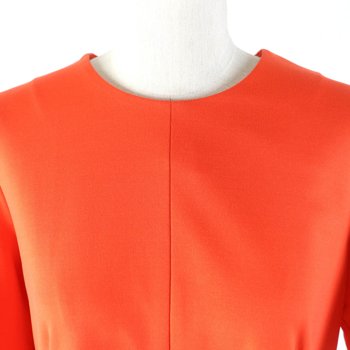 Pristine JIL SANDER one piece Crew neck short sleeve waist tuck dress Orange
