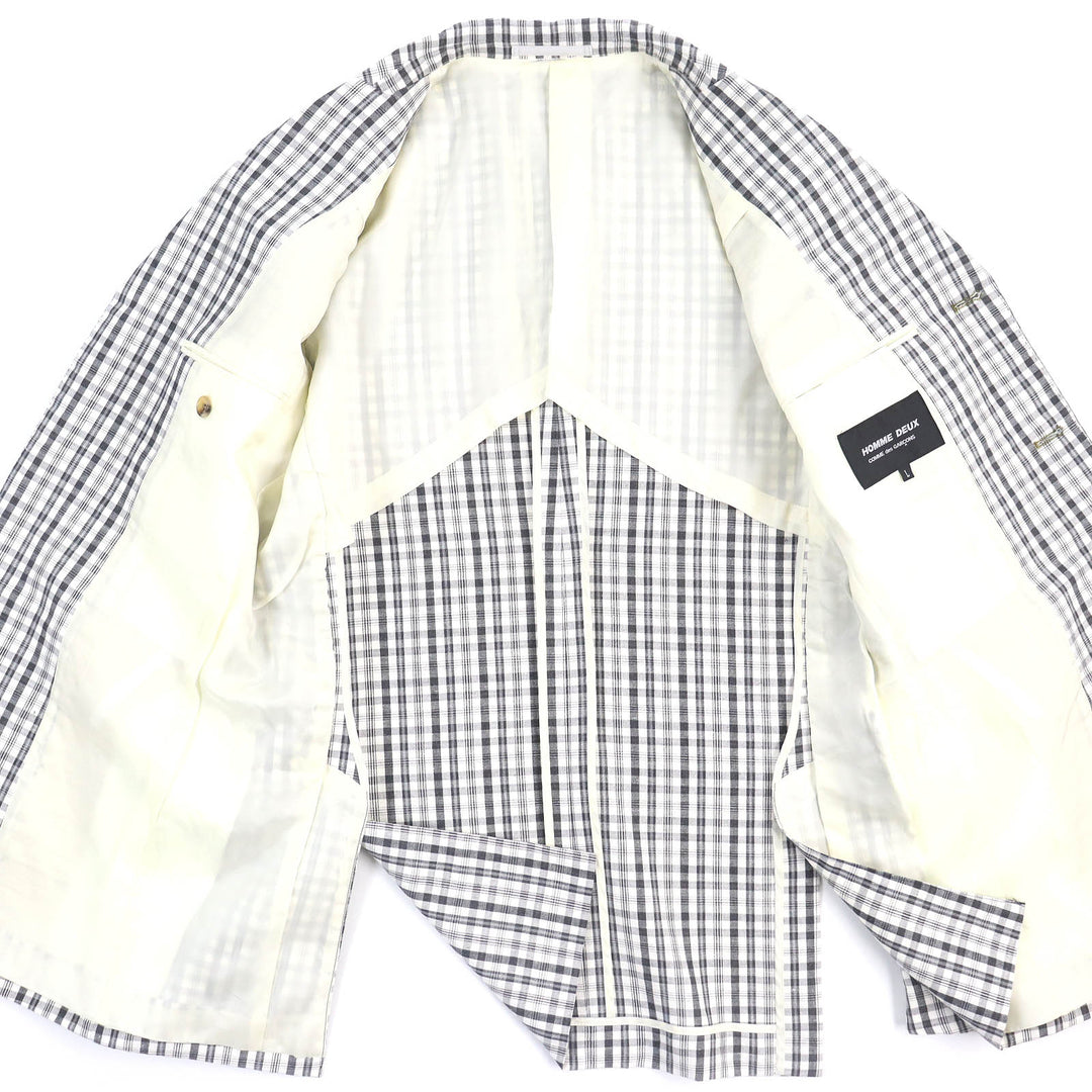 Great COMME des GARCONS HOMME DEUX tailored jacket Check Pattern cotton mens L