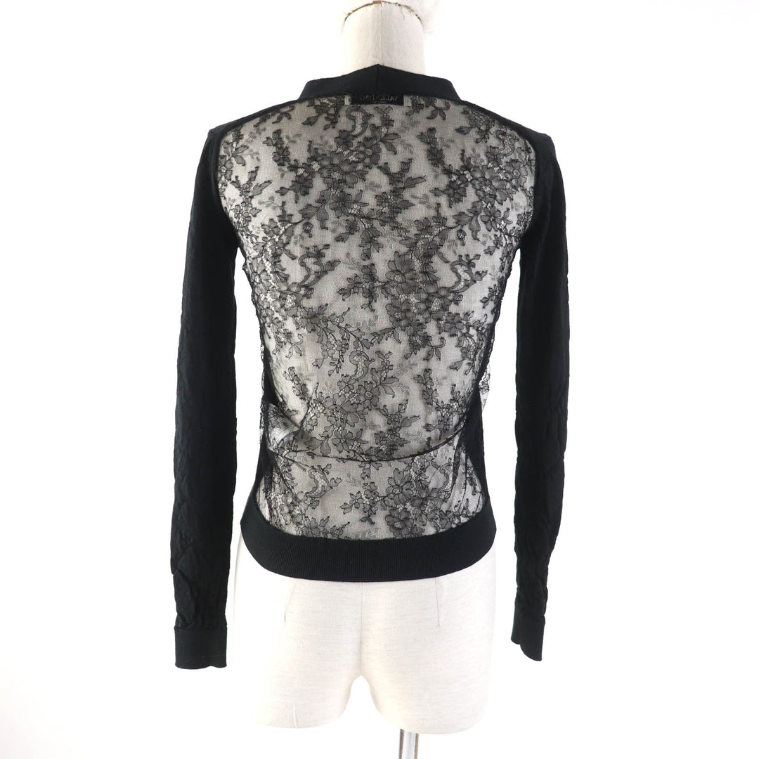 Excellent Valentino cardigan Embroidered logo Floral lace Long sleeves wool XS