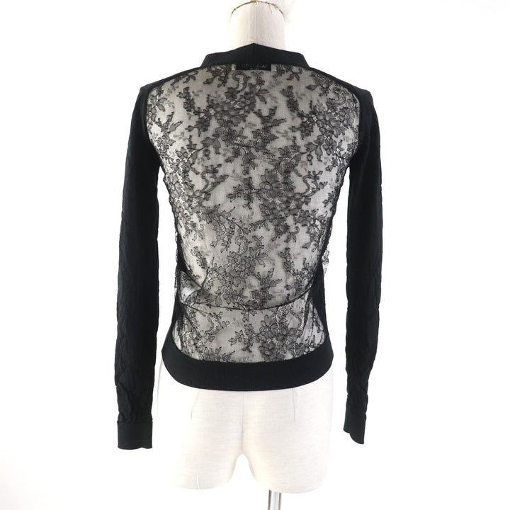 Excellent Valentino cardigan Embroidered logo Floral lace Long sleeves wool XS