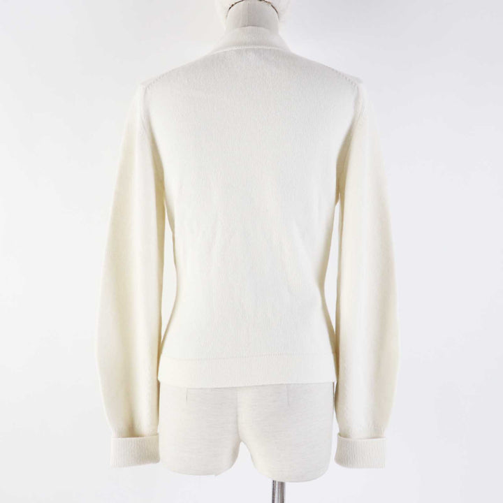 Excellent CHANEL cardigan with decorative COCO Mark buttons white cashmere Women 34 P73102