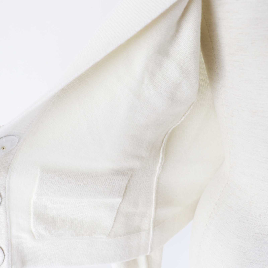 Excellent CHANEL cardigan with decorative COCO Mark buttons white cashmere Women 34 P73102