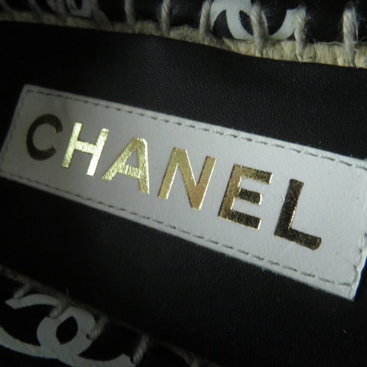 Excellent CHANEL Leather shoes COCO MarkPattern Black White Women 35 22S G38628