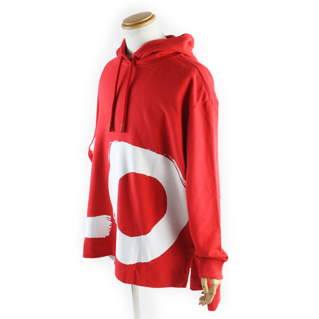 Pristine BURBERRY hoodie LOVE Print Oversized Pullover Hoodie Red cotton mens S 8038129